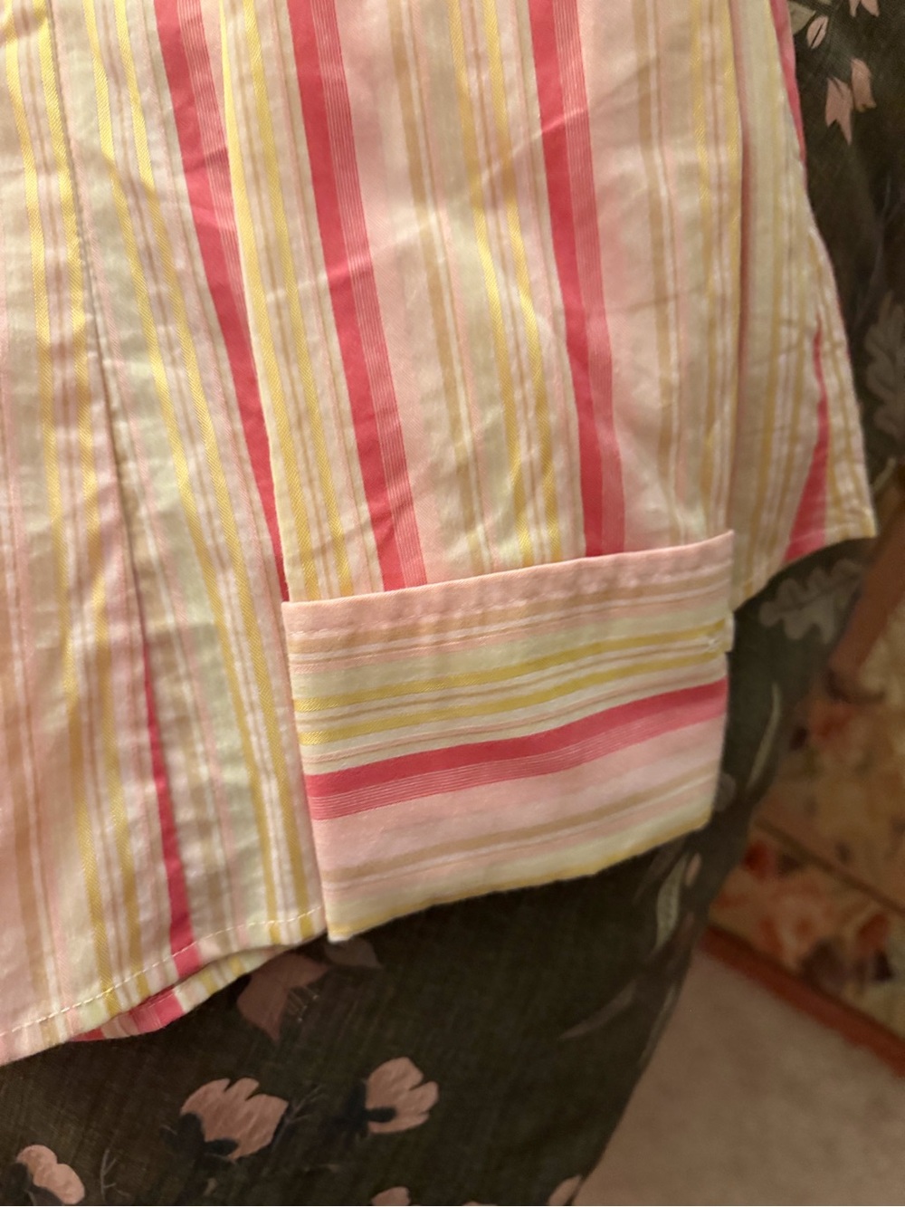 New York & Company Pink and Cream Striped Button-Down Shirt - Picture 4 of 5